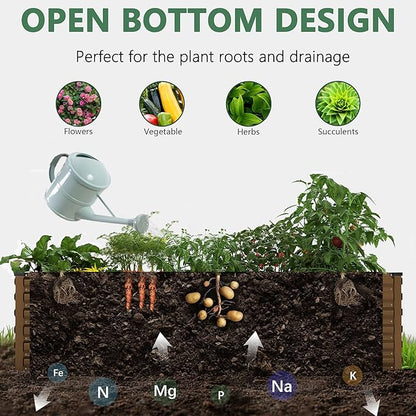 FOOWIN 2pcs 6x3x2ft Galvanized Raised Garden Bed, Planter Raised Garden Boxes Outdoor, Large Metal Raised Beds for Gardening, Garden Bed for Vegetables, Flowers, Herb,269 Gallon Capacity, Brown