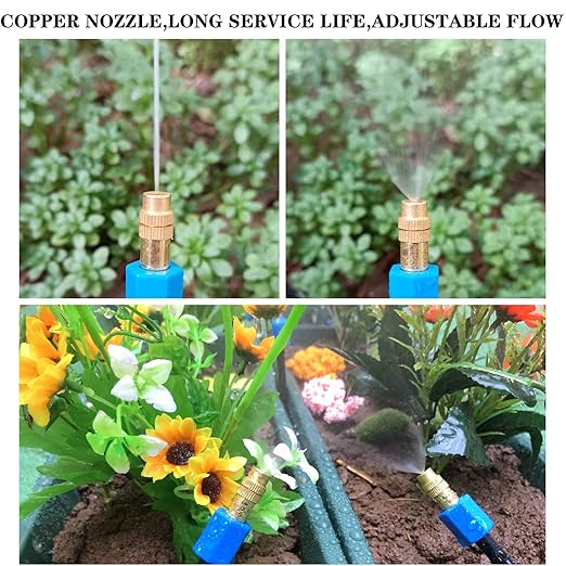 Atomizing kit,360 Degree Adjustable Copper Sprayer atomizing System,5/8mm(ID/OD) trubing Watering Plant Devices Nozzle Emitters Sprinkler Pneumatic Fittings Connection. (9)
