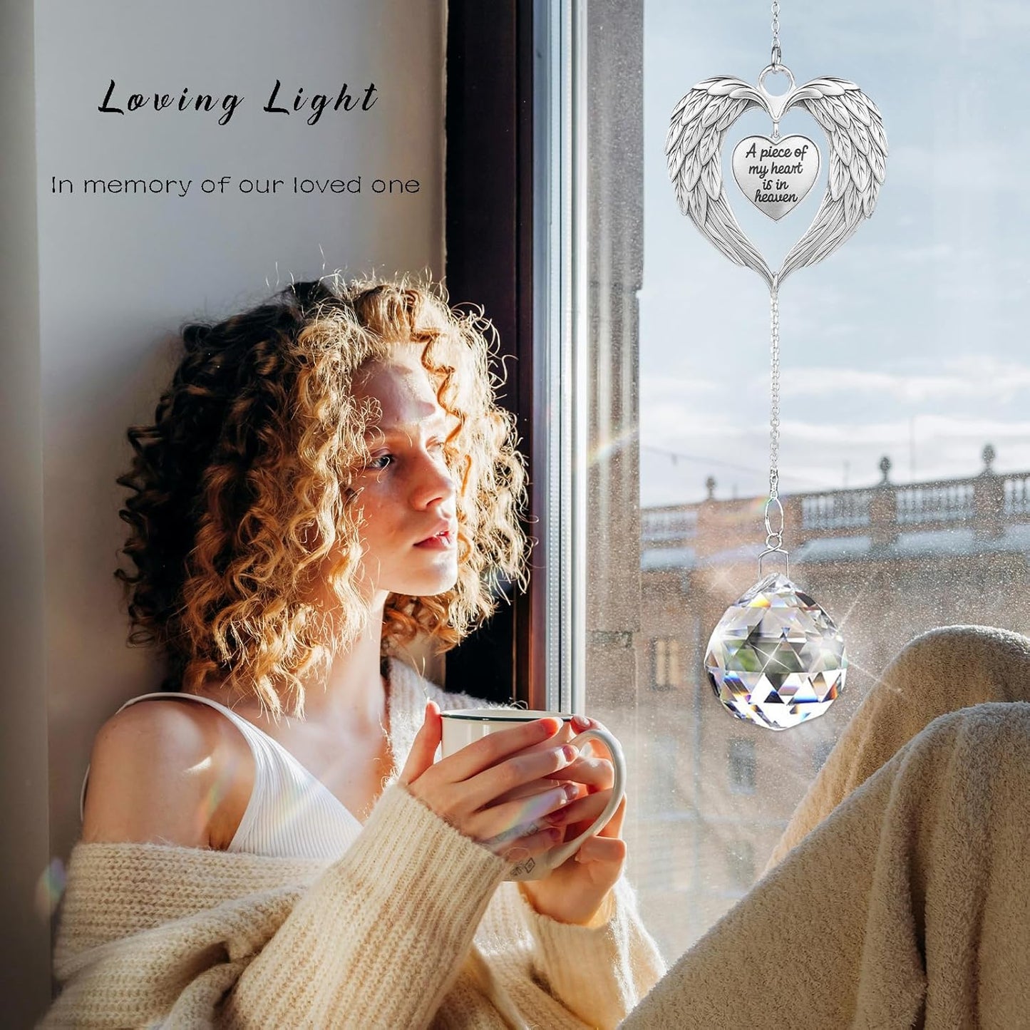 Memorial Gifts for Loss of Loved One, Unique Sympathy Gift Idea Crystal Ball Suncatcher, Rainbow Bereavement Grief Gift Box for Loss of Mom Friend Son Daughter Dog