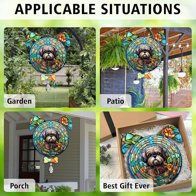 Shih Tzu Dog Ears Wind Spinner, Shih Tzu Wind Spinner Hanging for Yard and Garden