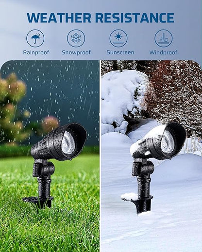 DEWENWILS 12V Landscape Lighting kit, 1x60W Transformer with Timer+8x3.2W Aluminum LED Low Voltage Landscape Spotlight Lights, 100FT Wire+8 Pack Connector for Patio Yard Garden