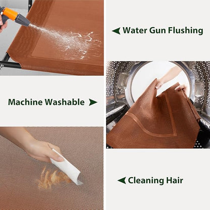 Cooling Elevated Dog Bed for Large Dogs – Waterproof Raised Dog Cot with Slope Headrest, Breathable Teslin Mesh, Durable & Portable Pet Bed for Indoor and Outdoor Use, Grey