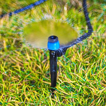 20 Pieces Drip Irrigation Emitters, Adjustable 360 Degree Drip Vortex Emitters on 5" with Stake for 1/4" Drip Irrigation Tubing Irrigation Fan Shape Drippers for Garden Watering System