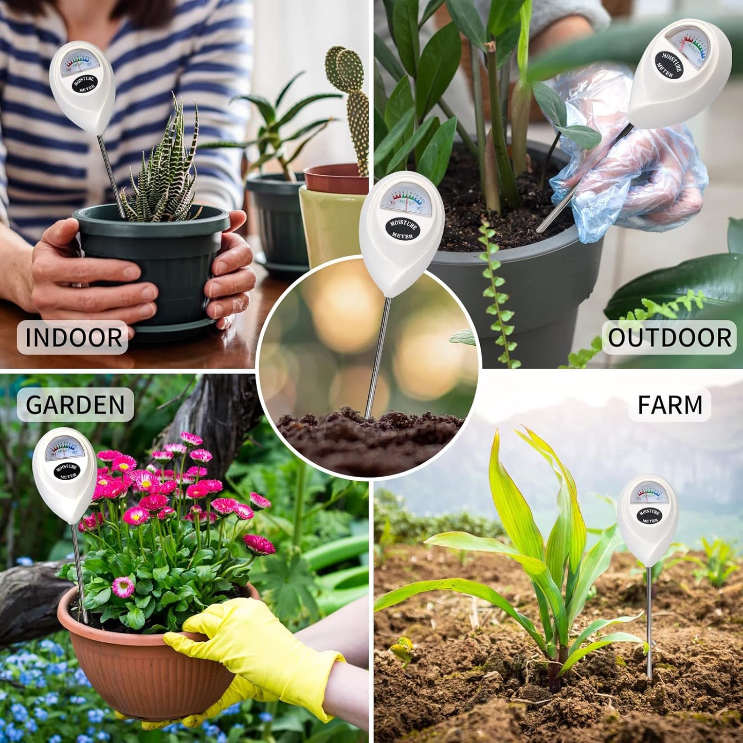 ONEDONE Moisture Meter, Soil Moisture Meter with Cleaning Cloth for House Plants, Gardening, Farming, Indoor and Outdoor Plants