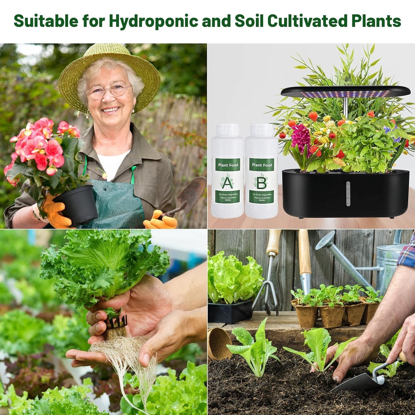 1000ml Hydroponic Nutrients A&B for Aerogarden Plant Food with 2 Measuring Cups - Fertilizer for Indoor Hydroponics Garden & Growing Vegetables, Fruits, Flowers (1000ml)