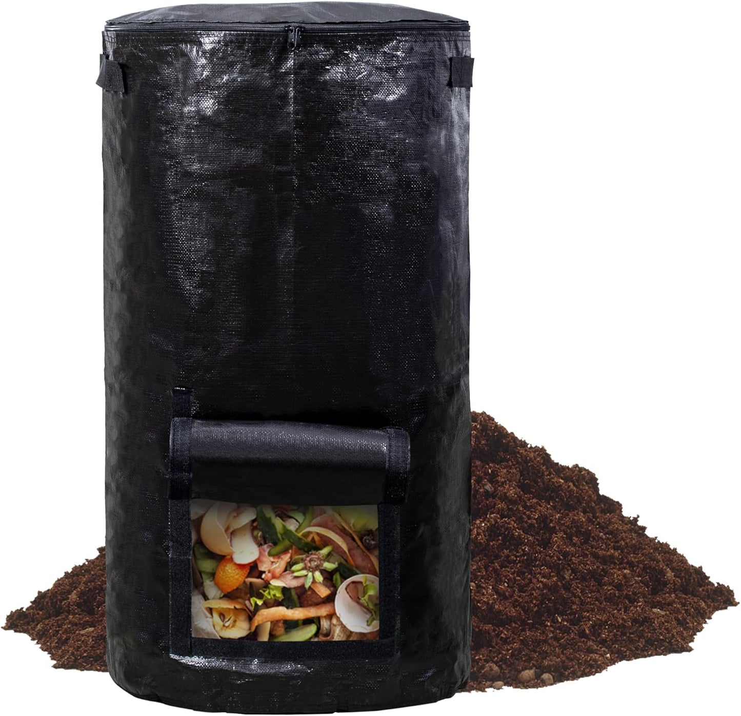 MyLifeUNIT Compost Bins Outdoor, Composting Bin for Outside Garden, Reusable Garden Yard Waste Bag, 34 Gallon (1 Pack, Black)