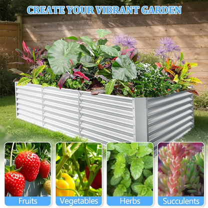 8x4x2ft Galvanized Raised Garden Bed, Planting Bed Kit, Galvanized Planter Raised Garden Boxes Outdoor, Large Metal Raised Garden Beds for Vegetables