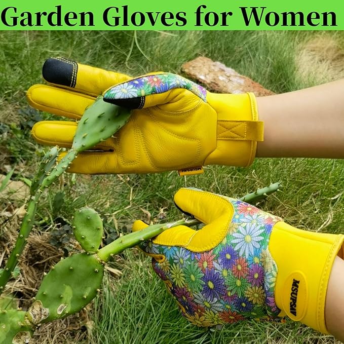 Thorn Proof&Puncture Resistant Gardening Gloves with Grip,Garden Gloves for Women, Leather Work Gloves,Gifts