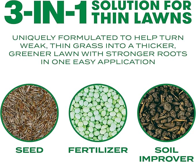 Scotts Turf Builder Thick'R Lawn Sun and Shade, Combination Seed, Fertilizer and Soil Improver, Thickens Thin Grass, 12 lbs.