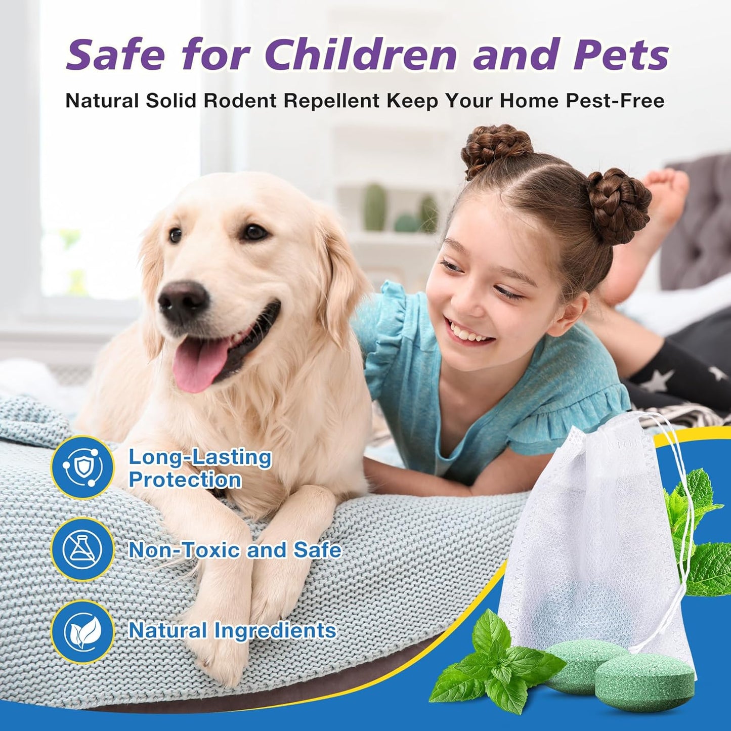 Mouse Rodent Repellent, 24 Pack Mouse Repellent Balls - Peppermint Lemon Oil Mice Repellent for Squirrel Rats Spider Pests, Mice Repellent for Indoor/Outdoor Use - Natural Mouse Deterrent & Pet Safe