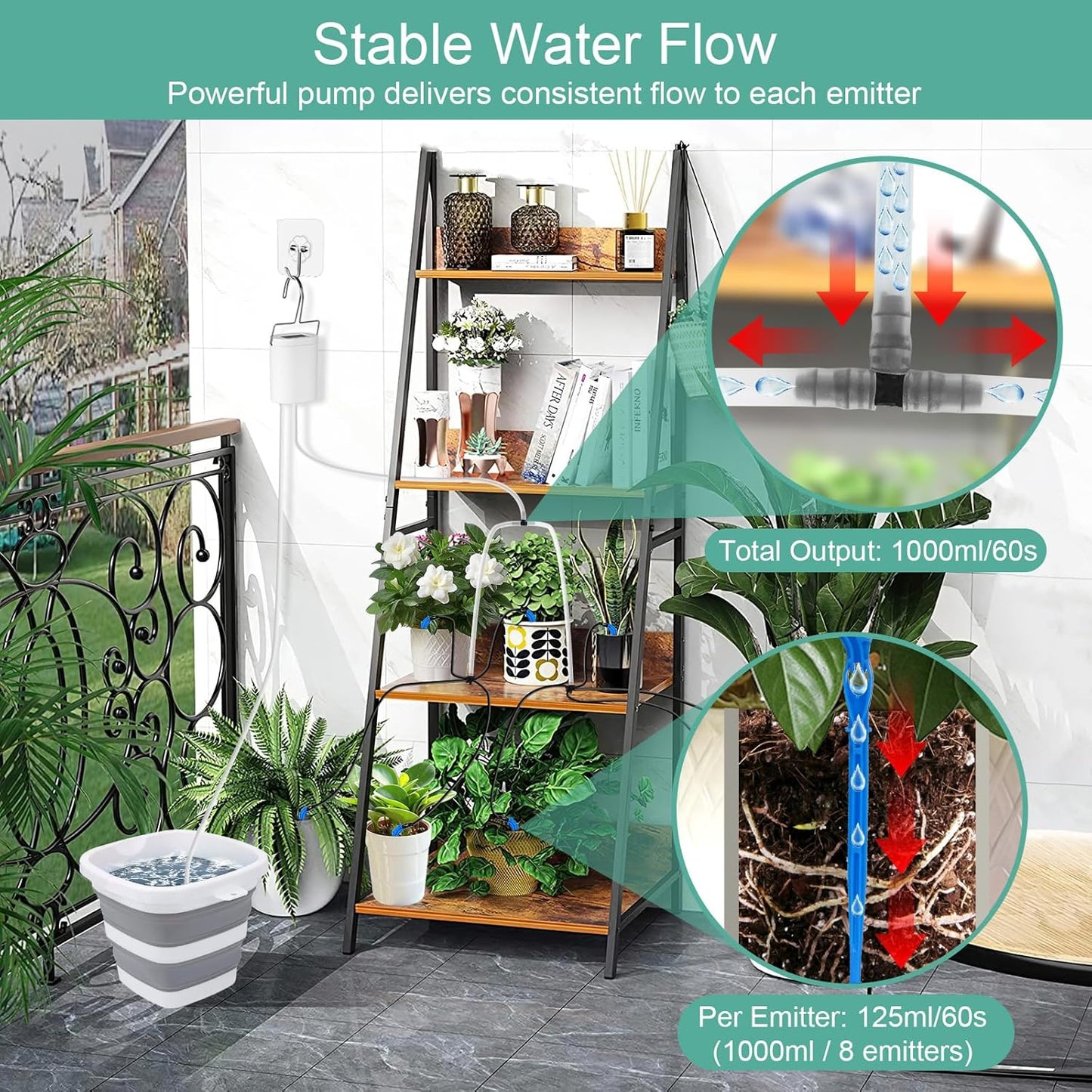 Automatic Watering System for 8 Potted Plants, Vacation Plant Watering Devices with Drip Irrigation Kits, Automatic Plant Waterer Indoor for Windowsill, Balcony, Green House (3rd Gen)