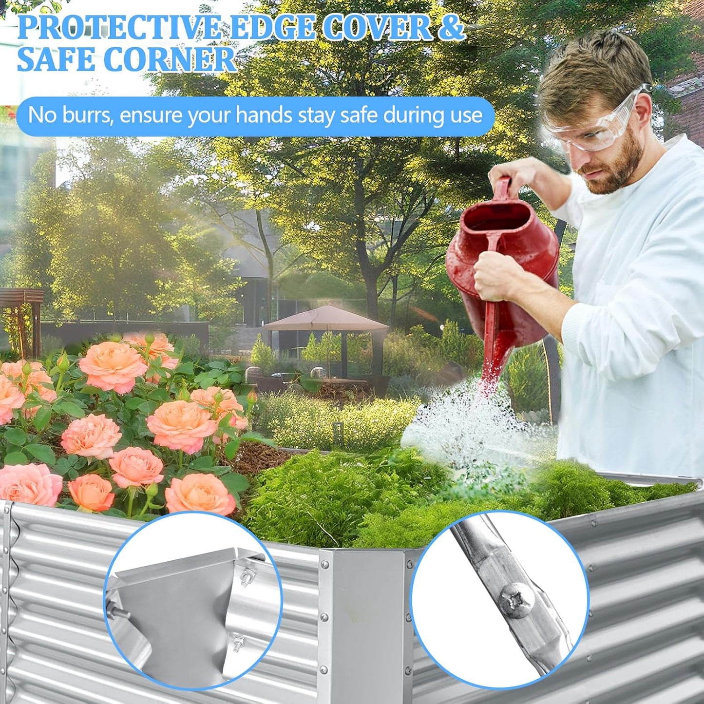 8x4x2ft Galvanized Raised Garden Bed, Planting Bed Kit, Galvanized Planter Raised Garden Boxes Outdoor, Large Metal Raised Garden Beds for Vegetables