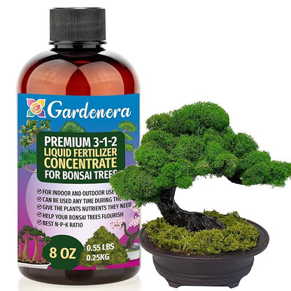 Premium Liquid Bonsai Plant Fertilizer - 3-1-2 Concentrate for Indoor Plants and Flowers by Gardenera | Organic Plant Food for Bonsai - 8oz