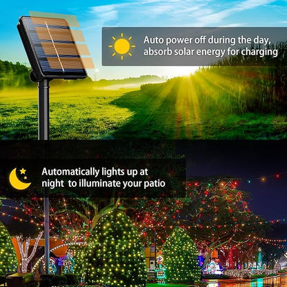 4-Pack Solar String Lights, 400 LED Extra-Long 156Ft Solar Christmas Lights Outdoor Waterproof, 8 Modes Multicolor Led Christmas Lights for Garden, Patio, Wedding, Christmas Decorations