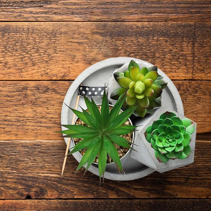 5 Pcs Faux Succulents Set, Realistic Fake Succulents, Artificial Hanging Ornaments Fleshed Plant Textured for Home Garden Wedding Party Decoration (Green)