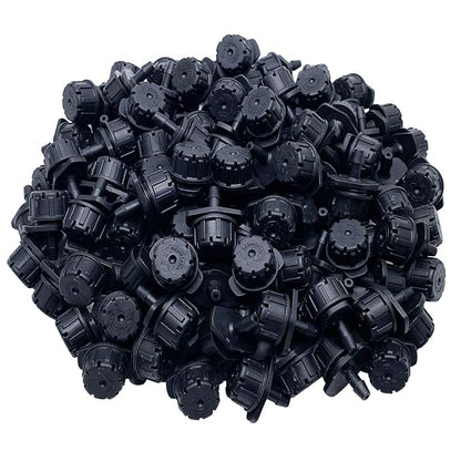 100 Pcs Adjustable Irrigation Drippers Sprinklers 1/4 Inch Emitter Dripper Micro Drip Irrigation Sprinklers for Watering System, Black.