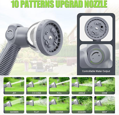 5/8" × 110 ft Retractable Hose Reel, Heavy Duty Retractable Garden Hose Reel Wall Mounted with 10-Pattern Hose Nozzle/Any Length Lock/Slow Return System/180°Swivel Bracket