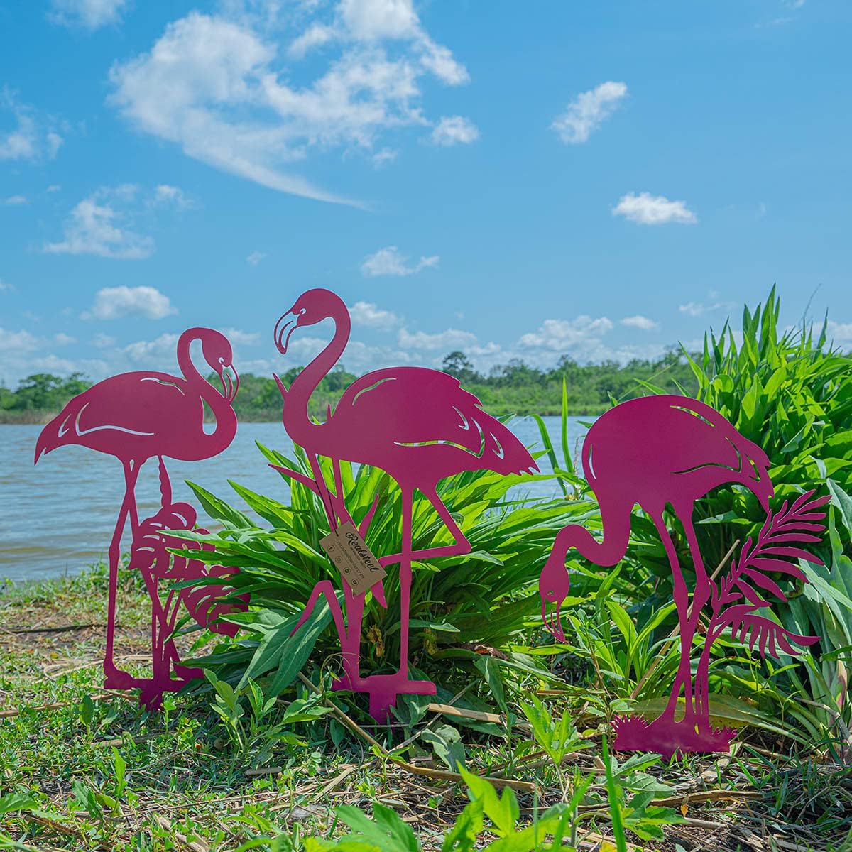 RealSteel Pink Flamingo Yard Decorations, Flamingo Gifts for Women, Yard Decorations, Pink Christmas Decorations, Front Yard Decorations Outdoor, Garden Statues