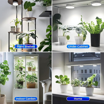 Barrina Orbgrow OG09 Puck LED Grow Light, 5000K 18W(2 x 9W, 270 Watt Equiv), Plant Lights for Indoor Plants Full Spectrum, Magnetic & Linkable, Small Grow lamp, Perfect for Plant Shelf, 2 Packs