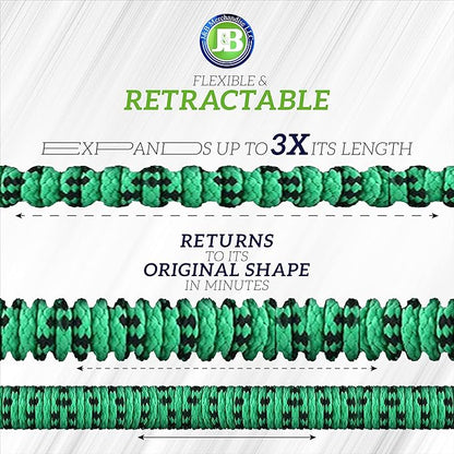 J&B XpandaHose 50ft Expandable Garden Hose with Holder - Heavy Duty Superior Strength 3750D - 4 -Layer Latex Core - Extra Strong Brass Connectors and 10 Spray Nozzle w/Storage Bag (Green 50)