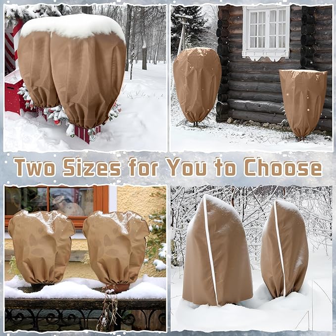6 Pcs Plant Covers Freeze Protection Reusable Plant Protector with Zipper Frost Cloth Warm Blankets, Winter Bush Covers Freeze Protection from Cold Sun Frost Wind
