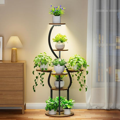 Plant Stand Indoor with Grow Lights, 5 Tiered 48" Tall Plant Shelf Indoor, Metal Indoor Plant Stand for Multiple Plants, Corner Flower Plant Holder Display Rack for Patio, Garden Decor