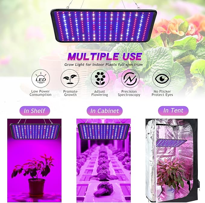 Grow Light for Indoor Plants - SERWING 200W LED Grow Light Full Spectrum, Plant Growing Lamp for Indoor Cultivation, Greenhouse, Grow Tent, Hydroponics (Full Spectrum)