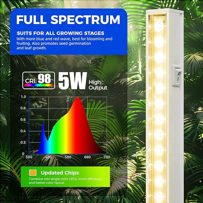 Barrina Grow Lights for Indoor Plants, T5 Grow Light Strip, 1ft Plant Lights for Indoor Growing, Full Spectrum LED Grow Light, Individual Switch, Linkable, Plug and Play, Yellow, 8-Pack