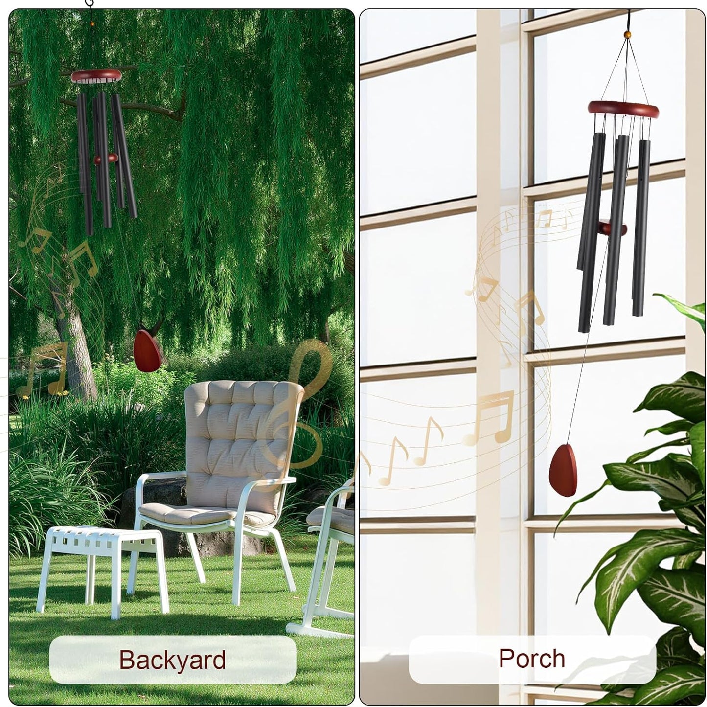 Large Wind Chimes for Outside – 37" Aluminum Windchimes Outdoors for Garden, Patio Decor, Memorial Gifts for Mom, Sympathy Gift for Loss of Loved One, Sister Gifts for Birthdays, Mother's Day(Black)