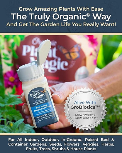 Organic Plant Magic - Truly Organic™ Easy to Use Soluble Plant Food Shaker: All-Purpose Fertilizer Concentrate for All Flower Vegetable Herb Fruit Tree Indoor Garden & House Plants [One 3 oz Shaker]