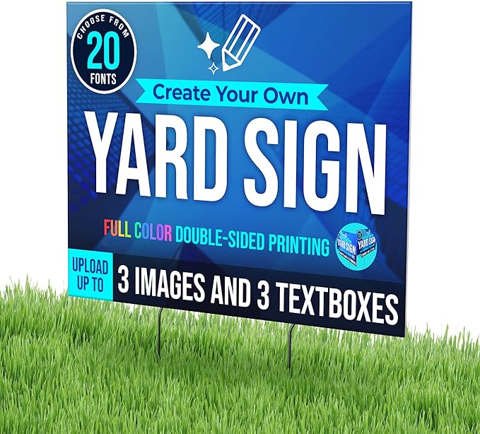 24x18" Double Sided Custom Yard Sign with Metal Stakes, Personalized Full Color Corrugated Yard Sign for Outdoors, Front and Back Custom Printed Personalized Lawn Signs 10 Pack (Design 8)