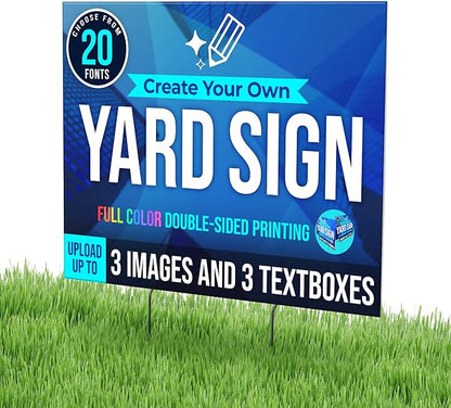 24x18" Double Sided Custom Yard Sign with Metal Stakes, Personalized Full Color Corrugated Yard Sign for Outdoors, Front and Back Custom Printed Personalized Lawn Signs 10 Pack (Design 8)