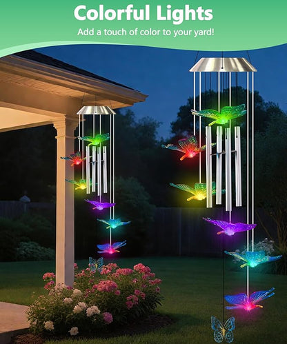 Nacome Wind Chimes for Outside: Tubes Memorial Wind Bell Birthday Gifts for Mom Mother Grandma Women Christmas,Yard Garden Decor Indoor/Outdoor(Butterfly)