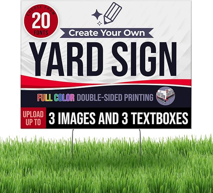 24x18" Double Sided Custom Yard Sign with Metal Stakes, Personalized Full Color Corrugated Yard Sign for Outdoors, Front and Back Custom Printed Personalized Lawn Signs (Design 6)