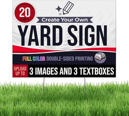 24x18" Double Sided Custom Yard Sign with Metal Stakes, Personalized Full Color Corrugated Yard Sign for Outdoors, Front and Back Custom Printed Personalized Lawn Signs (Design 6)