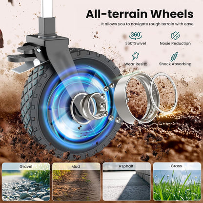 OLIXIS Wagon Cart, Heavy Duty 400 LBS Foldable Collapsible Large Wagons Carts with Wheels Smooth Maneuverability for All-Terrain, Suitable for Gardening, Camping, Beach - Blue