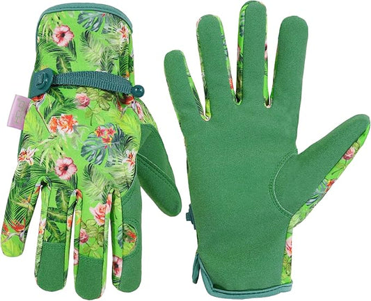 HLDD HANDLANDY Work Gloves for Women and Ladies, Leather Gardening Gloves Flexible Mechanic Working Gloves
