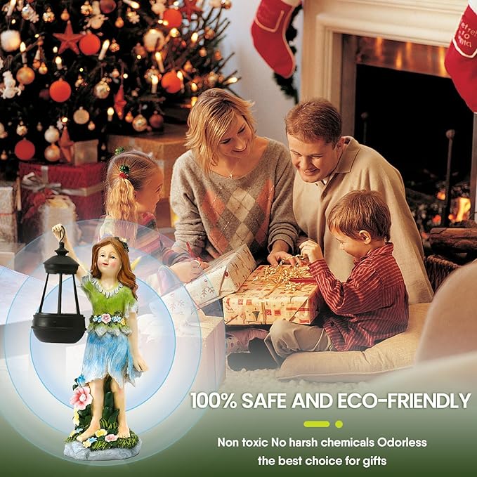 Fairy Garden Statue Solar Garden Fairy with Lantern Light Outdoor Decoration Waterproof Solar Sculpture for Patio Yard Lawn Gift for Mom Grandma