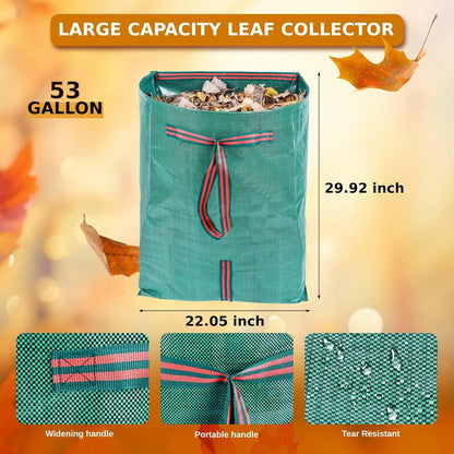 Leaf Collector, Large Yard Dustpan-Type Lawn and Leaf Bags, 53-Gallon Reusable Garden Bags for Leaves, Debris, Grass, Clippings, Lawn Trash