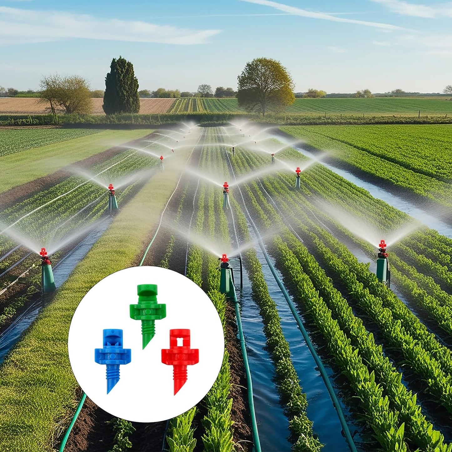 270pcs Drip Irrigation Emitters 90/180/360 Degree Micro Sprinkler Heads Misting Sprinkler Refraction Automizing Sprinkler Nozzle Misting Nozzles for Garden Agriculture Lawn Irrigation System