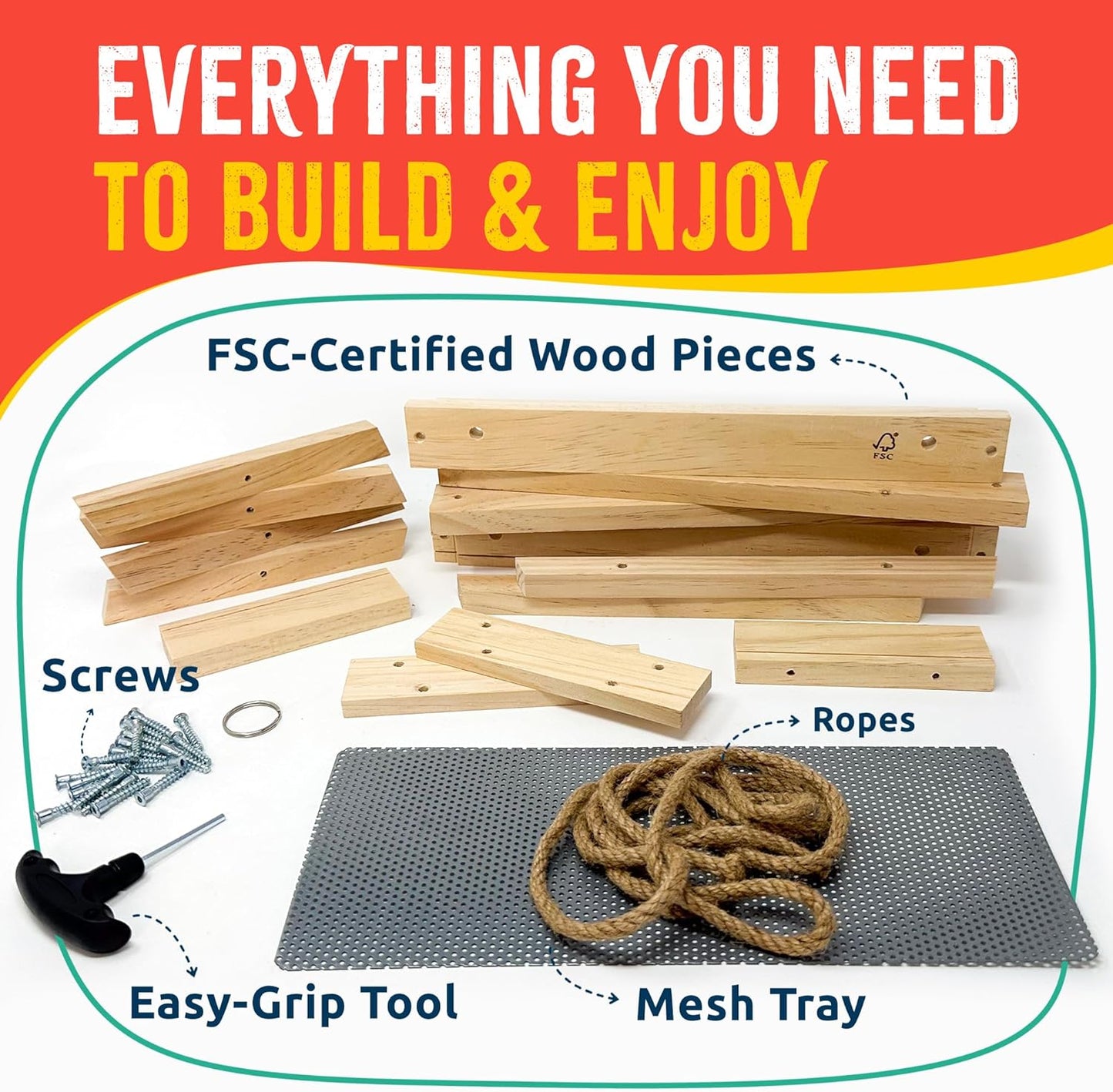 SparkJump Picnic Table Feeder for Squirrels - DIY Woodworking Project for Kids and Families, Includes Tools, Screws, and Paint Set, Sustainable FSC-Certified Wood, Ages 6+