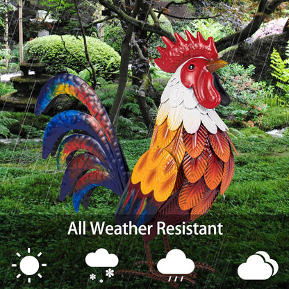 Natelf Metal Rooster Garden Statues & Sculptures, Chicken Yard Art Decor Standing Animal Lawn Ornament for Backyard Patio Kitchen Decorations