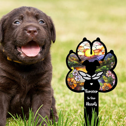 Angel Dog Suncatcher Pet Loss Gift – 12in Paw-Shaped Metal Grave Marker, Weatherproof Dog Memorial Plaque for Garden or Indoor Display, Remembrance Gift for Loss of Beloved Pet