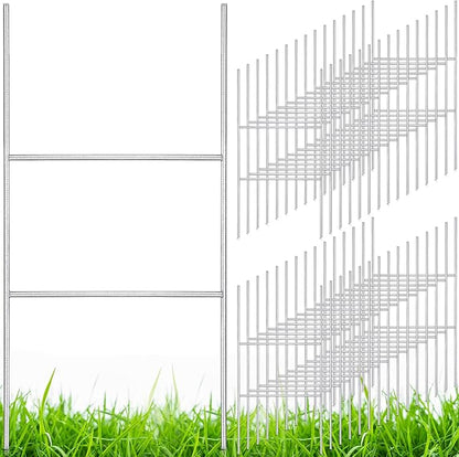 Therwen 30 Pcs Yard Sign Stakes 20'' x 10'' Metal H Heavy Duty Frame Wire Stakes Galvanized Lawn Sign for 4mm 5mm Corrugated Advertising Board Yard Garage Holder Halloween Decor