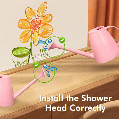 Watering Can for Indoor Outdoor Plants, Modern Small Watering Cans with Removable Nozzle, Long Spout Watering Can for Indoor Bonsai Plants Garden Flowers 1/2 Gallon 1.8L 60OZ (Pink)