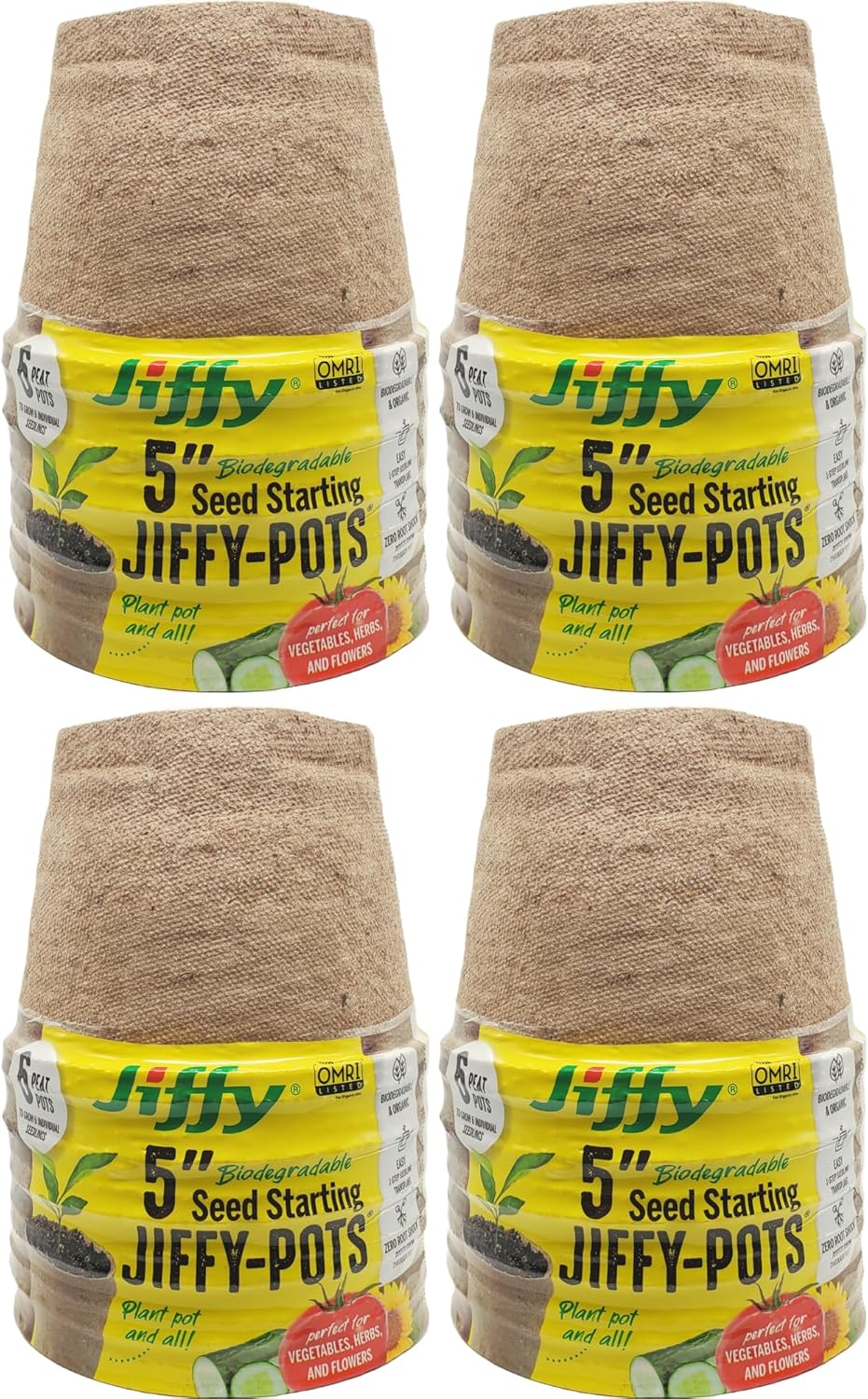 Jiffy Organic Seed Starting 5" Biodegradable Peat Pots (24 Pots)