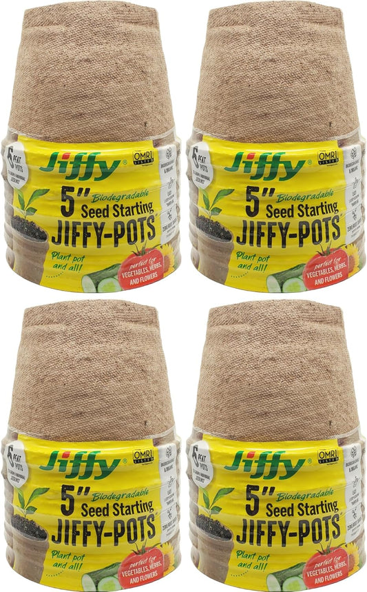 Jiffy Organic Seed Starting 5" Biodegradable Peat Pots (24 Pots)