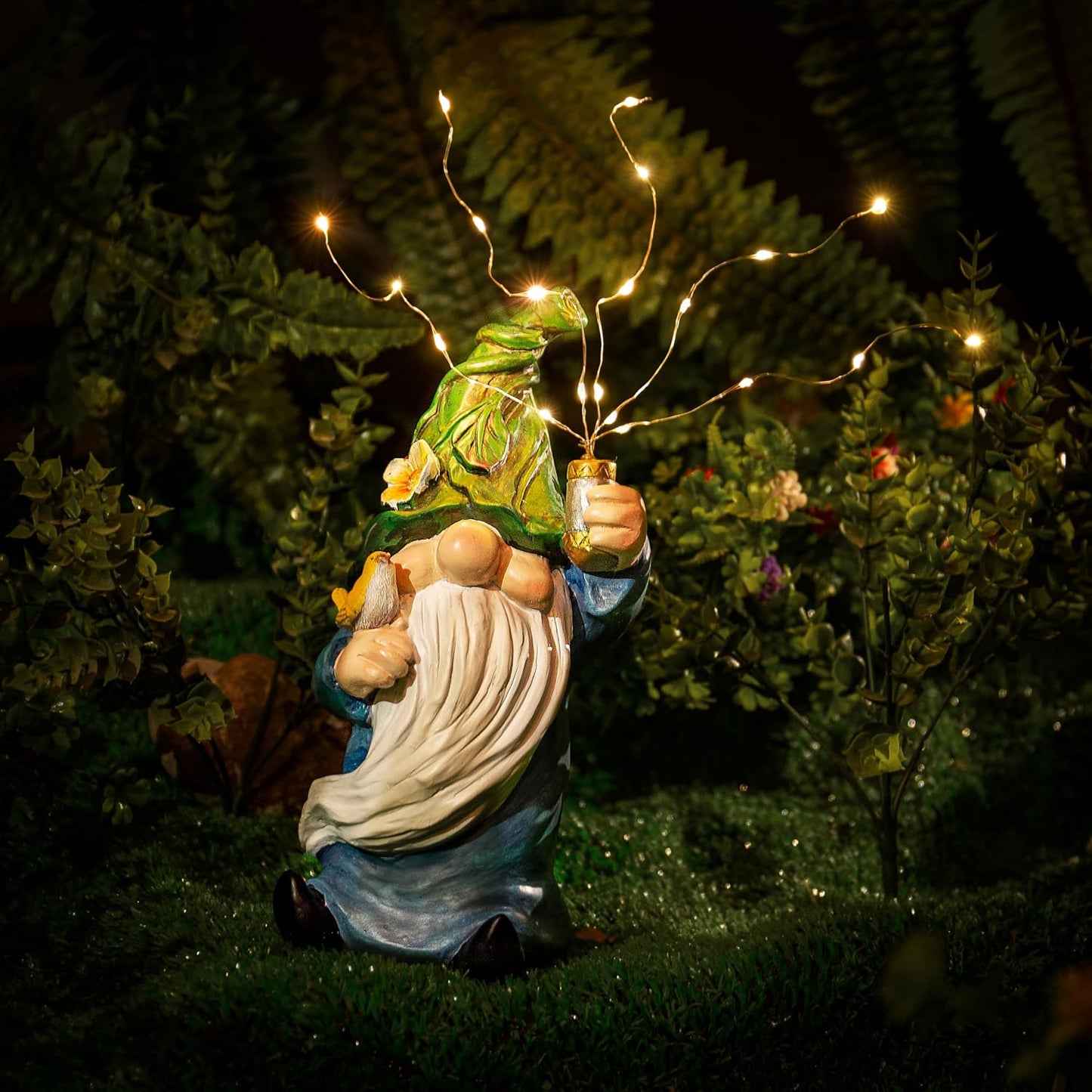 Malister Gnomes Garden Statue with Firework Solar Light, Outdoor Decor for Outside, Gnome Art, Patio Lawn Yard Statues, Naughty Funny Gifts