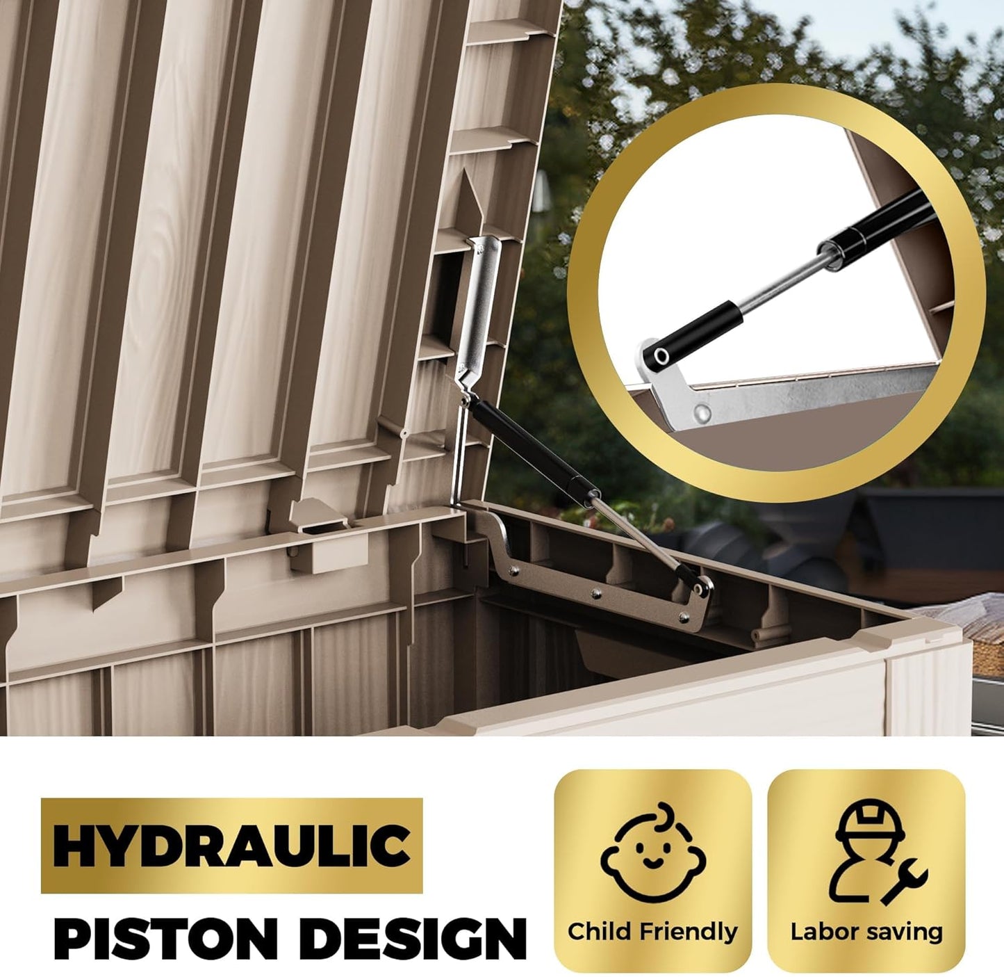 TARKARI 80 Gallon Lockable Resin Deck Box, Waterproof & UV-Resistant Outdoor Storage Box for Outdoor Cushion Storage, Garden Tools & Pool Accessories Storage, Gray