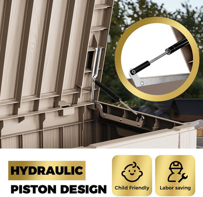 TARKARI 80 Gallon Lockable Resin Deck Box, Waterproof & UV-Resistant Outdoor Storage Box for Outdoor Cushion Storage, Garden Tools & Pool Accessories Storage, Gray